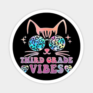 Back To School 3Rd Grade Vibes Leopard Tie Dye Cat Girl Eyes Magnet